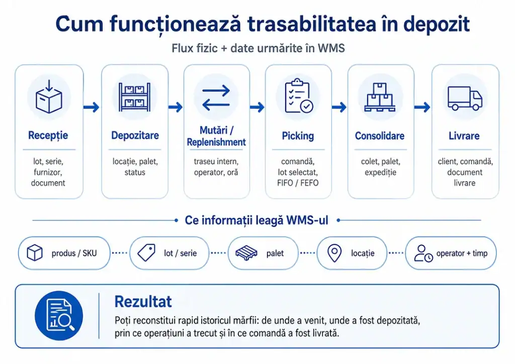 Trasabilitate în depozit: de la recepție la livrare - diagrama